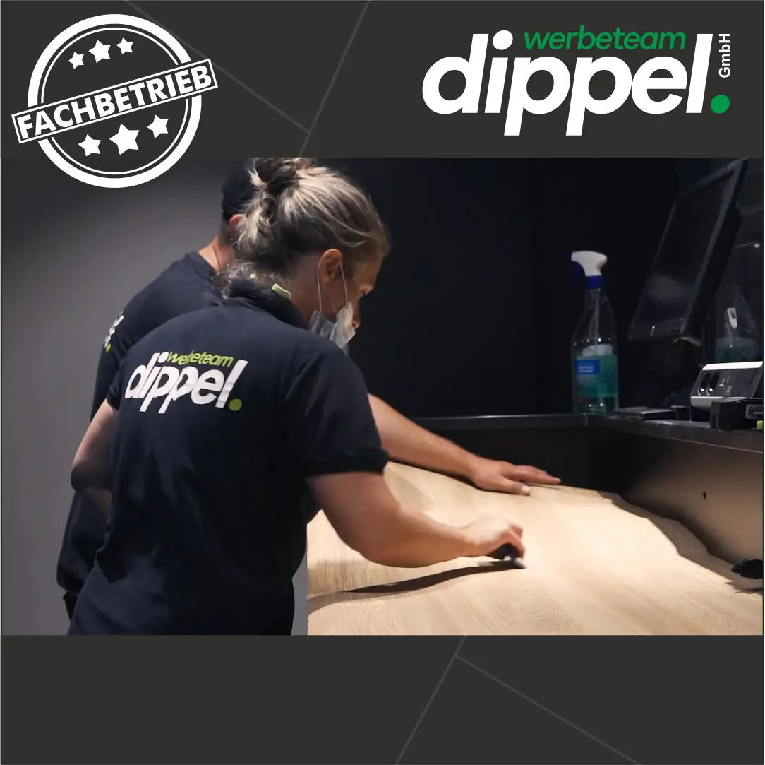 Möbelfolie - Klebefolie Möbel Firmen-Infostand